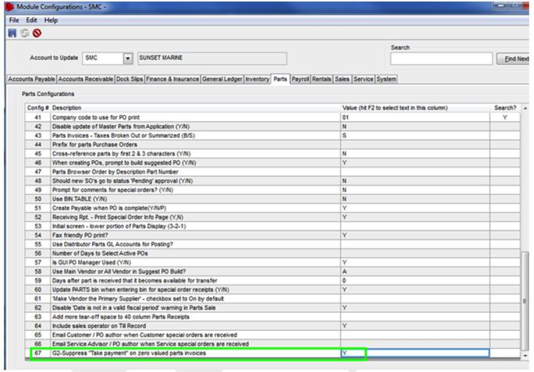 parts invoice