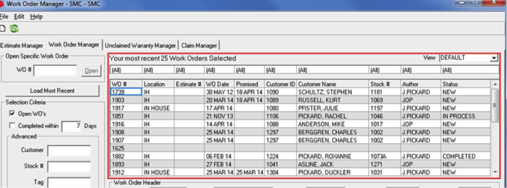 service work orders