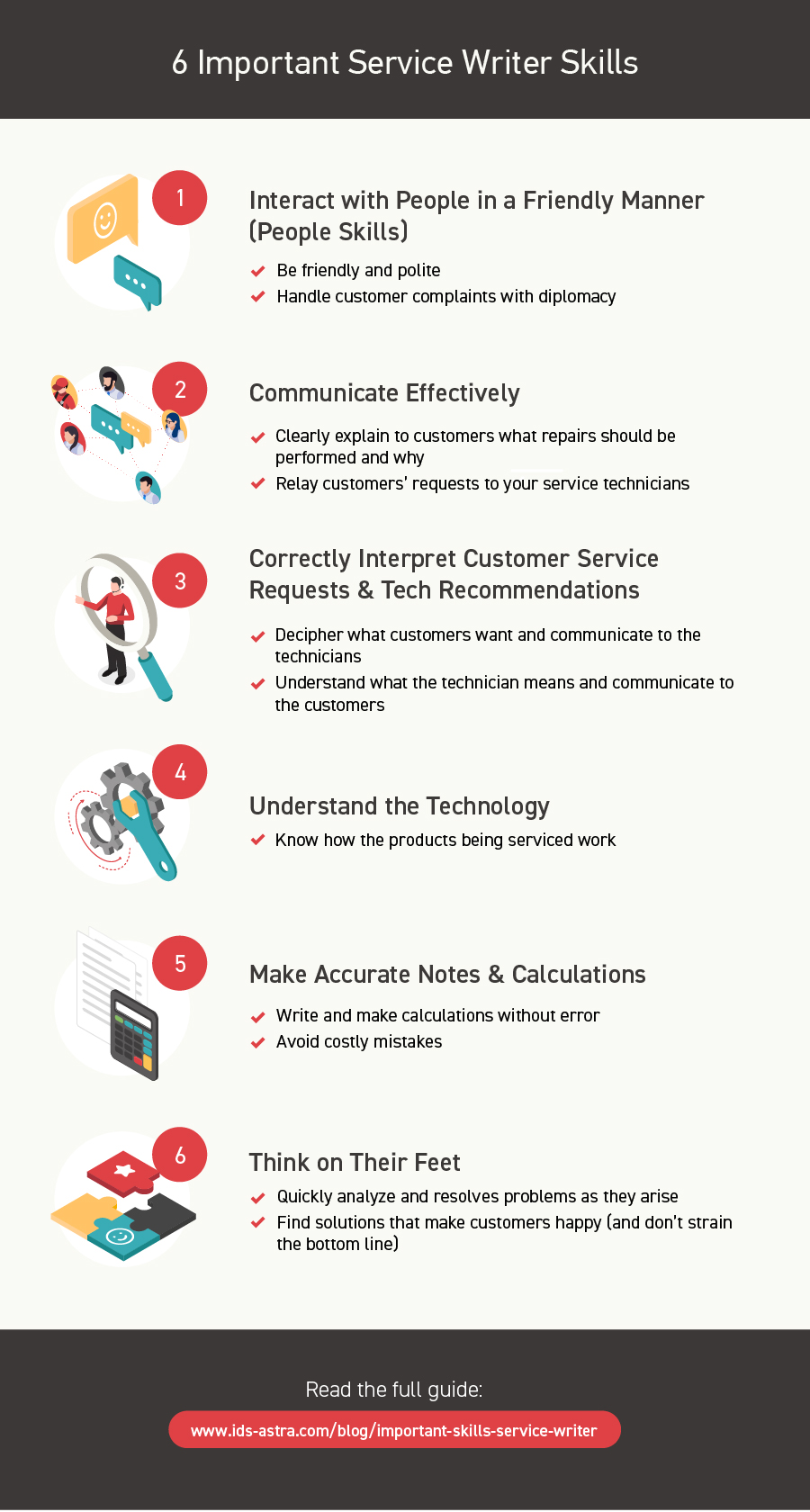 6 Important Service Writer Skills Infographic IDS