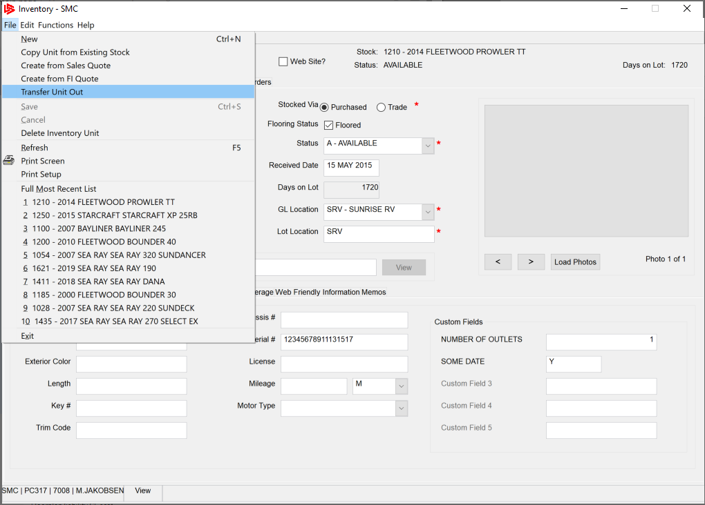 Maintain Unit on the File - IDS