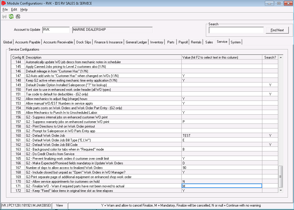 Prevent Work Order Finalization Screenshot